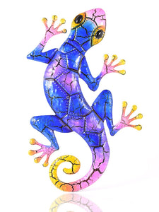Frosted Colourful Metal Gecko Wall Hanging