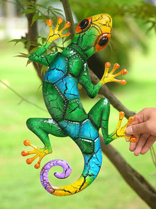 Frosted Colourful Metal Gecko Wall Hanging