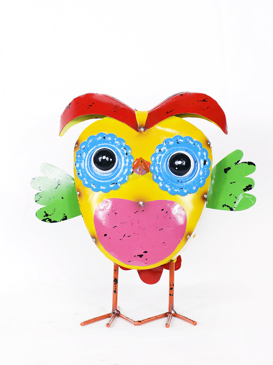 Painted Metal Owl Model