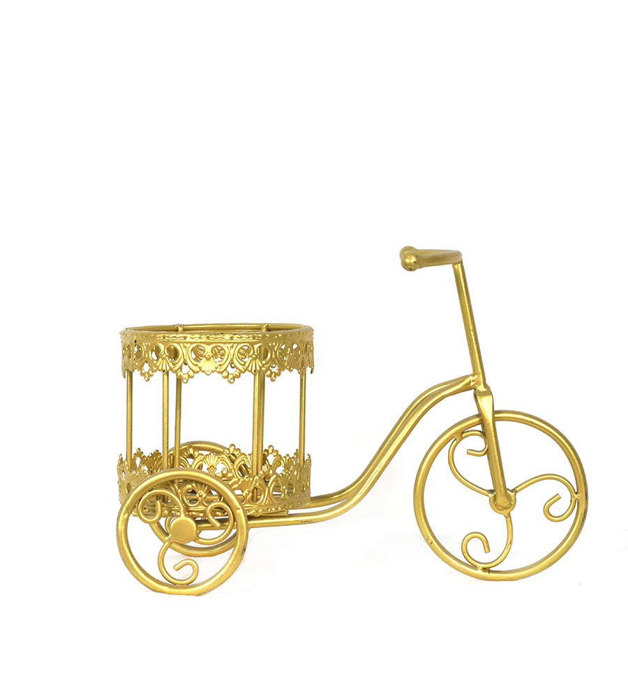 Golden Metal Tricycle Wine Rack