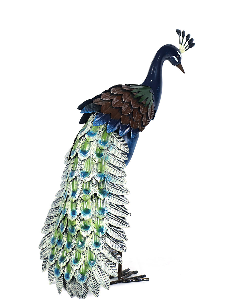 Painted Metal Peacock Model