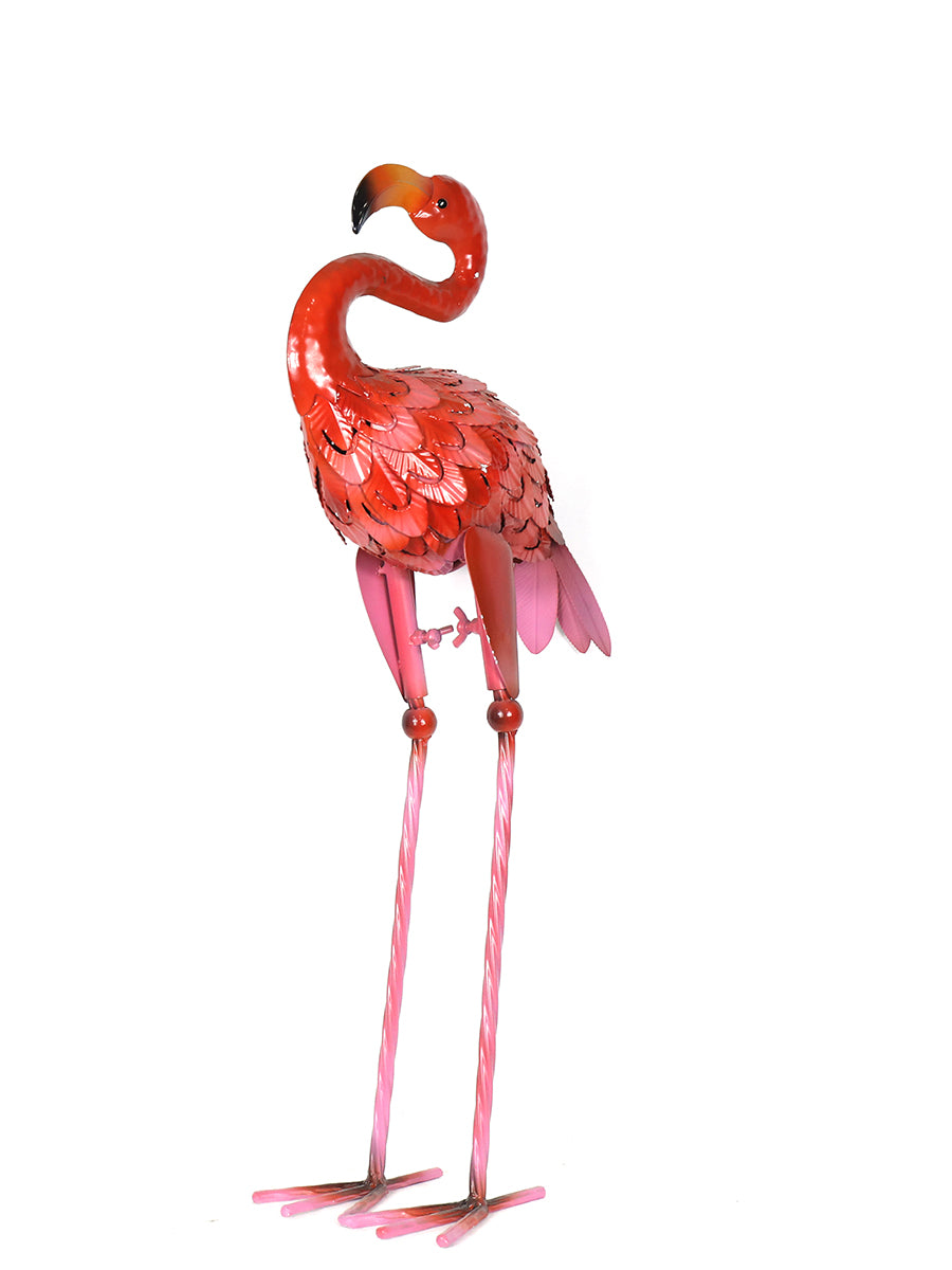 Painted Metal Flamingo Model