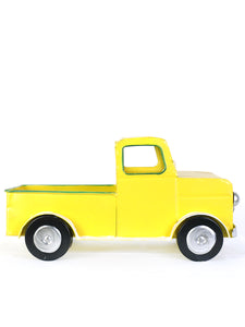 Yellow Vintage Metal Pickup Truck Model