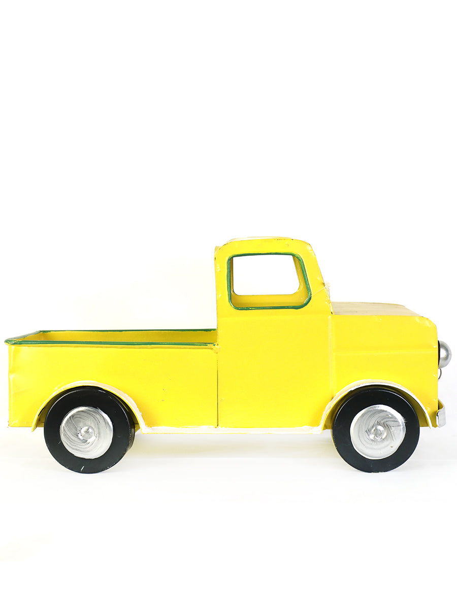 Yellow Vintage Metal Pickup Truck Model