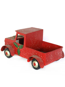 Red Vintage Metal Maple Leaf Pickup Truck Model