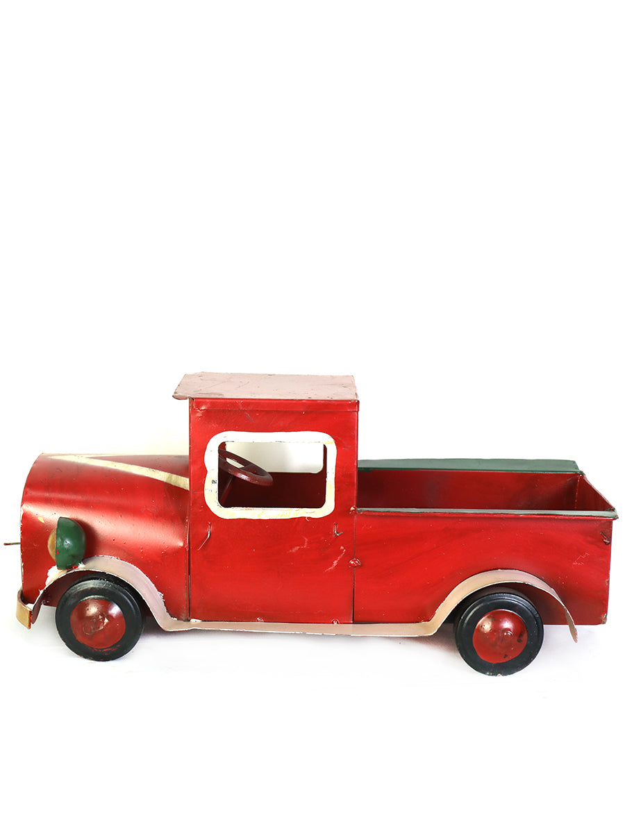 Red Vintage Metal Truck Model Decor