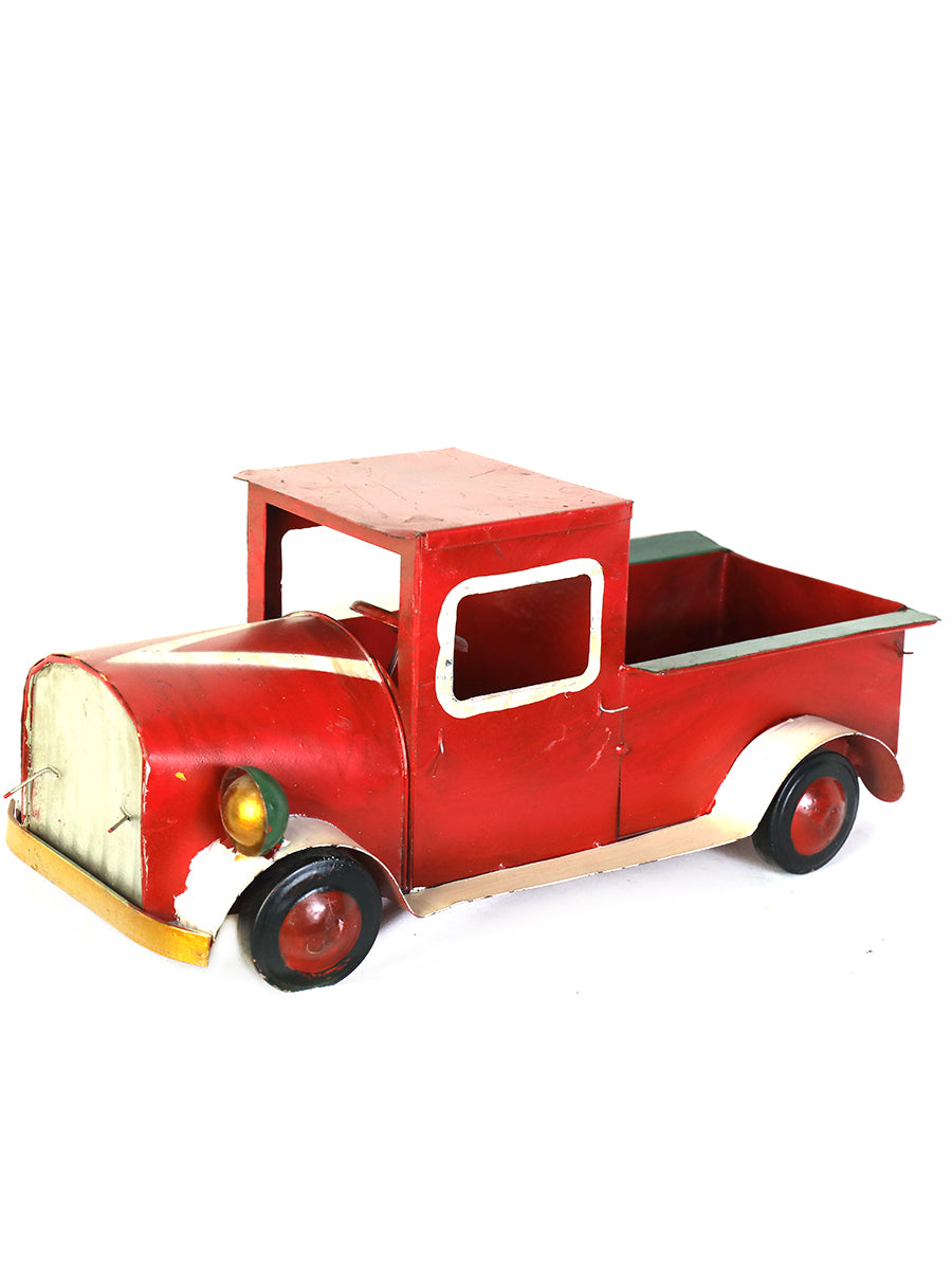 Red Vintage Metal Truck Model Decor