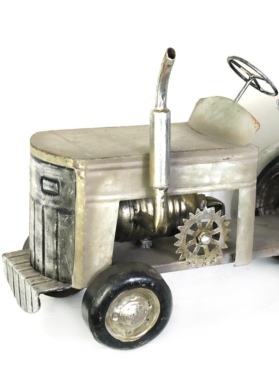 Silver Retro Metal Tractor Model Decor