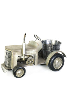 Silver Retro Metal Tractor Model Decor